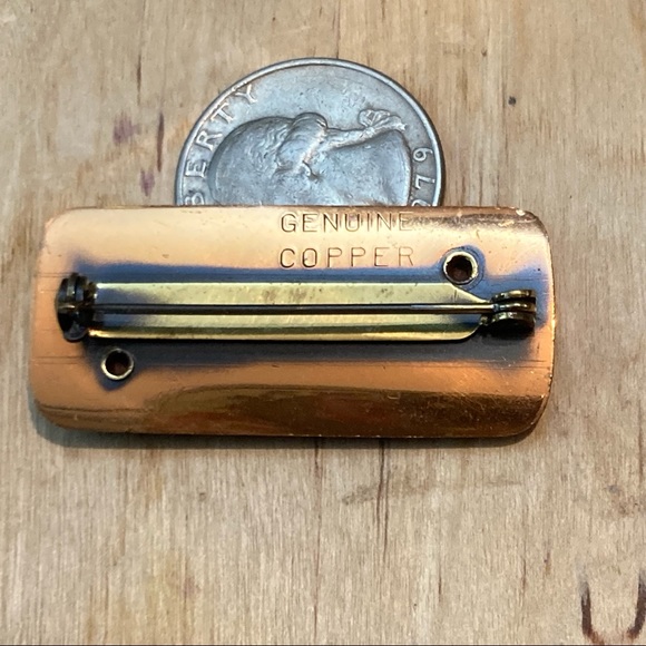 Vintage copper rectangular “S” brooch LIKE NEW - Picture 3 of 4